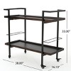 2 Tier Walnut Wood Kitchen Cart,Bar Cart With Wood Shelves,Kitchen Island Cart With Rolling Wheels For Patio Kitchen Backyard-Coolbibila - 4 of 4