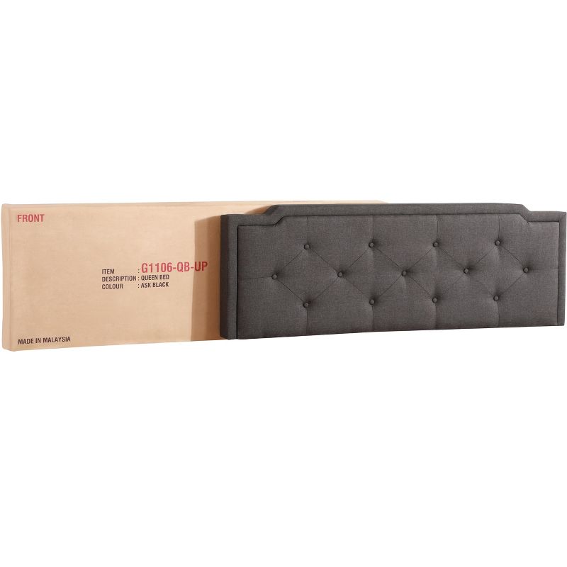 Passion Furniture Deb Dark Grey Adjustable Queen Panel Bed, 5 of 8