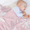 FIONECA Pink Background White And Gold Snowflake Pattern Soft Fleece Blanket Christmas Holiday Warm Cozy Throw Blanket 30x40 inches - 4 of 4