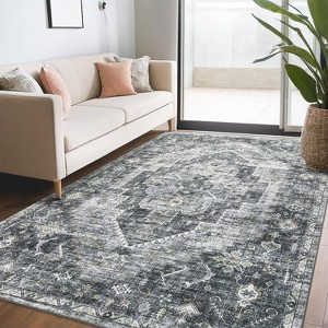 Coucheta Vintage Printed Runner Rug, Machine Washable Low Pile Hallway with Non-Slip Backing, Kitchen Laundry Entrance Carpet, Multi-Color & Size - 1 of 4