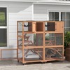 PawHut Catio, Outdoor Cat Enclosure House, Wooden Feral Cat Shelter on Wheels with Hammock, Platforms Ramps, and Waterproof Roof - 3 of 4