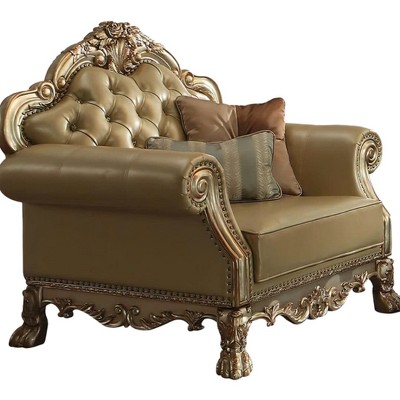 Dresden 45" Gold Patina Faux Leather Accent Chair