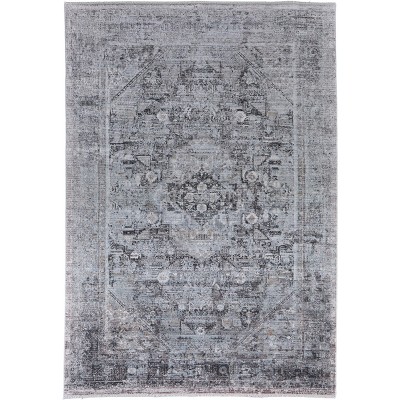 Sarrant Transitional Medallion Gray/Silver/Ivory Area Rug