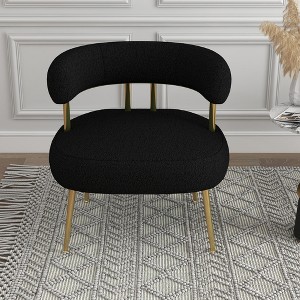 SEYNAR Modern Glam Upholstered Comfy Open-Back Accent Vanity chair with Golden Legs,Black,27.16''W*25.19''D*27.55''H - 1 of 4