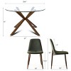 Olive+Oslo 5-Piece Dining Table Set for 4, Round Glass Dining Table with 4 Upholstered Dining Chairs Walnut Legs-Maison Boucle - 4 of 4