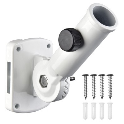 Yescom Adjustable Flag Pole Holder Wall Mounted Bracket Aluminum 180 Degree 1" Diameter White