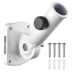 Yescom Adjustable Flag Pole Holder Wall Mounted Bracket Aluminum 180 Degree 1" Diameter White - 1 of 4