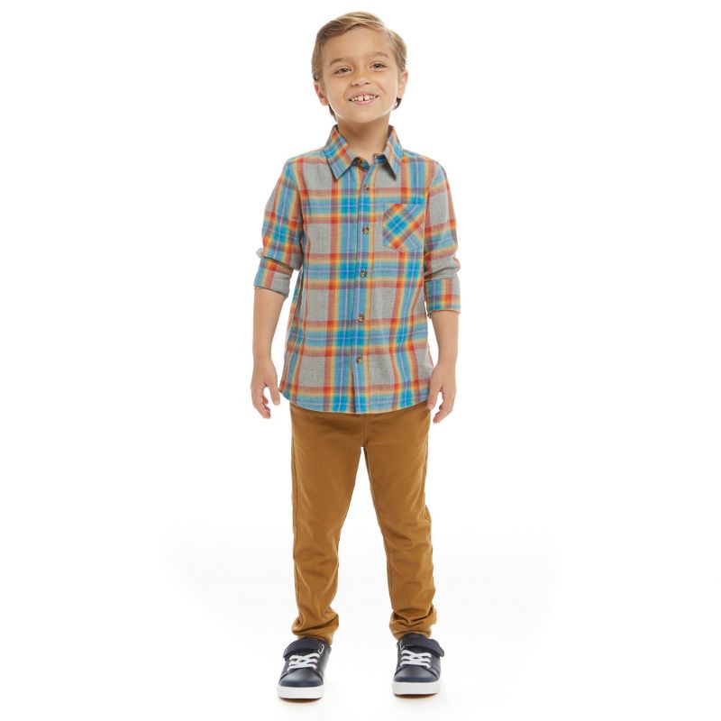 Andy & Evan  Toddler Heather Grey Plaid Ultra Soft Buttondown, 5 of 6