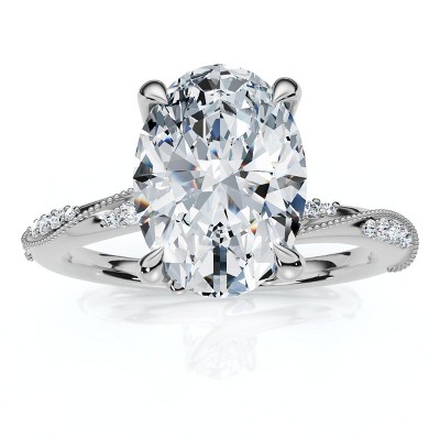 Pompeii3 2 1/5Ct Oval Diamond Engagement Camellia Ring 14k Gold Lab Created