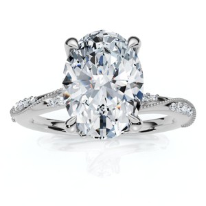 Pompeii3 2 1/5Ct Oval Diamond Engagement Camellia Ring 14k Gold Lab Created - 1 of 4