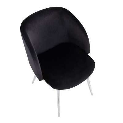 Contemporary Black Velvet Upholstered Dining Chair with Metal Legs