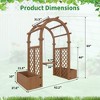 Garvee Wood Garden Arbor with Planter Boxes and Swing Outdoor Arch Trellis with Pergola for Climbing Plants Vines Grapes Backyard Wedding Party Decor - 2 of 4