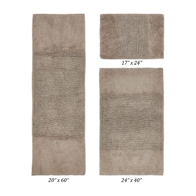 Granada 3 Piece Bath Rug Set 100% Premium Cotton Tufted Non-Slip Backing Bathmats for Bathroom, Super Soft Absorbent, Machine Washable