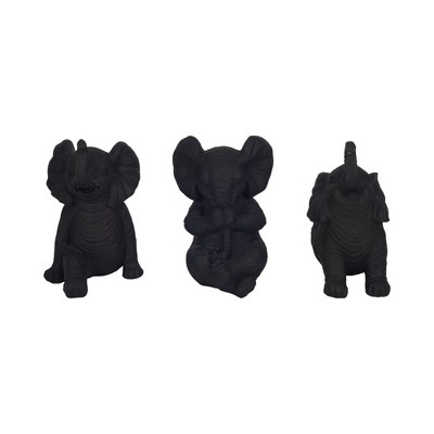 Sagebrook Home Set of 3 Yoga Elephant Figurines - Classic Polyresin Sculpture of Yoga Posed Eleplants - Home, Office, Yoga