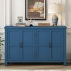4-Door MDF Storage Sideboard with Adjustable Shelves, Retro Metal Handles and Pinewood Legs for Living Room, Study, or Entryway - 2 of 4