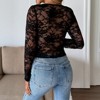 Women's Sexy Sheer Back Lace Deep V-Neck Long Sleeve Top, Elegant Lace Blouse for Party & Date Night - 3 of 4