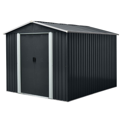 NicBex Outdoor Metal Storage Shed with Lockable Doors and Floor Base for Backyard Garden,Patio,Black - image 1 of 4