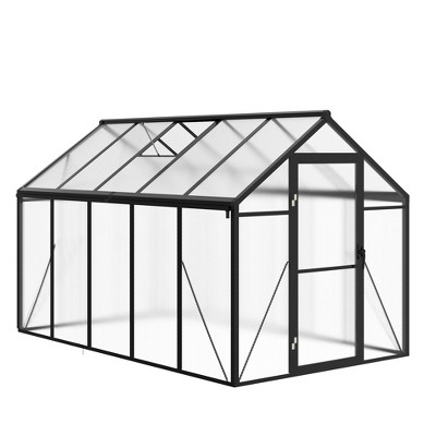Garvee Walk-In Greenhouse with Polycarbonate Panels, Aluminum Frame, Quick Setup, Roof Vent, Outdoor Garden Greenhouse