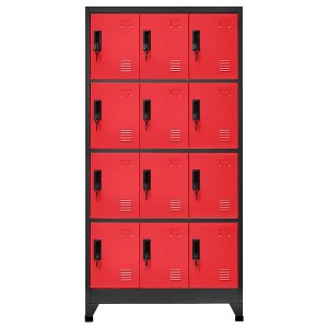 vidaXL Locker Cabinet Anthracite and Red Steel Large Locker Cabinet - 1 of 4