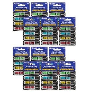 BAZIC Products® Neon Color Printed Sign Here Flags with Dispenser, 100 Per Pack, 12 Packs - 1 of 4