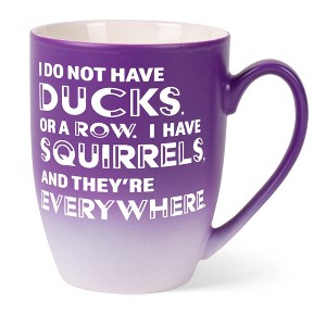 Elanze Designs Witty Quote Coffee Cup Mug 12 Ounce Ceramic With Ombre Gradient I Do Not Have Ducks I Have Squirrels Purple and White - 1 of 4