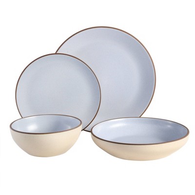 Light Blue Ceramic 16-Piece Dinnerware Set, Service for 4