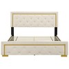 Queen Size Velvet Upholstered Platform Bed Frame With Tufted Headboard and Metal Wire Decor -ModernLuxe - 4 of 4