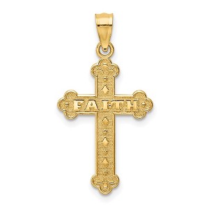 Black Bow Jewelry 14k Yellow Gold Faith Budded Cross Pendant, 15 x 29mm - 1 of 4