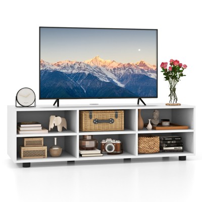 Tangkula TV Cabinet for 50" TV 42” TV Stand with 3 Adjustable Shelves Grommet & Cable Hole 6-Cube Media Cabinet Modern Entertainment Center White