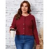 Clearlove Womens Plus Size Chunky Crochet Cardigan Long Sleeve Loose Knit Sweater Button Up Outerwear Coats - 2 of 4