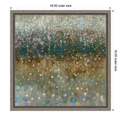 Abstract Rain Aqua and Grey Canvas Print with Frame