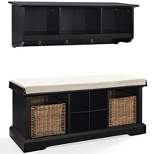 Wood 2 Piece Entryway Bench and Shelf Set in Black-Bowery Hill