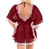 HAPPY BAY Women's Beach Cover Up Vacation Beachwear Mini Bathing Suit Loose Beach Dress Summer Holiday Swimwear Bikini Large-X-Large Red Solid - 2 of 4