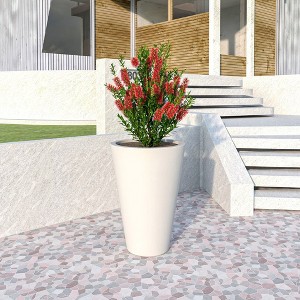 LeisureMod Pebble Fiberstone and MGO Clay Planter Tapered Round Planter Pot for Indoor and Outdoor - 1 of 4