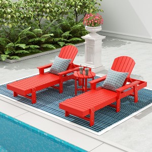 WestinTrends Dylan 3 Piece Adirondack Poly Reclining Chaise Lounge With Arms - 1 of 4