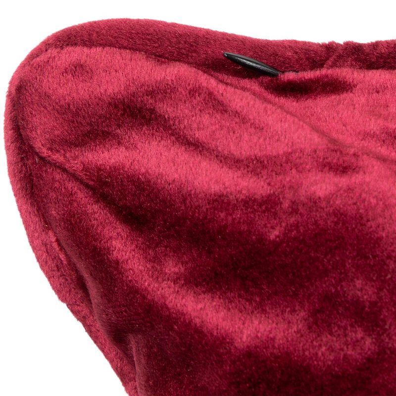 Northlight 17" Solid Wine Red Velvet Plush Square Throw Pillow with Piped Edging, 4 of 6