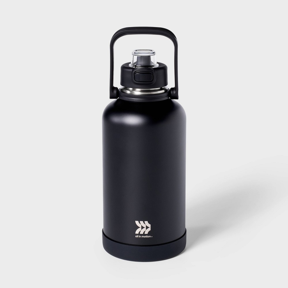 Photos - Glass 64oz Stainless Steel Vacuum Insulated Water Bottle Black - All In Motion™