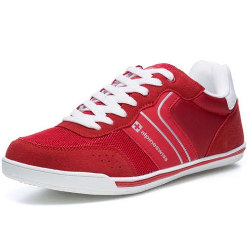 Alpine Swiss Liam Mens Fashion Sneakers Suede Trim Low Top Lace Up Tennis  Shoes Red 8 M Us : Target