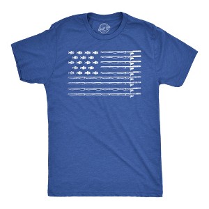 Mens Funny T Shirts Fishing American Flag Sarcastic Fish Novelty Tee For Men - Crazy Dog Men's T Shirt - 1 of 4