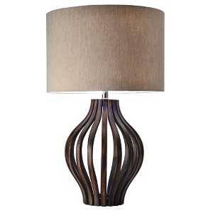 Modern Home Rotterdam Bentwood Espresso Table Lamp w/Natural Jute Shade - 1 of 2