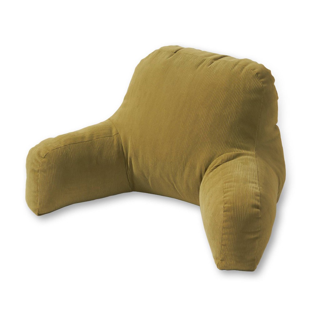 Omaha Bed Rest Pillow Olive - Kensington Garden: Supportive Backrest with Armrests, Microfiber Corduroy