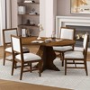 Whisen Farmhouse Wood 5-Piece Dining Table Set with 4 Upholstered Chairs, Extendable Dining Table - 2 of 4