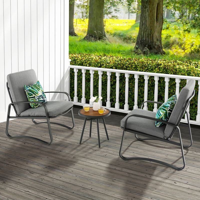 Costway 3pcs Patio Bistro Conversation Set DPC Tabletop Metal Cushioned Chairs Outdoor, 5 of 10