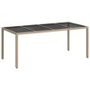 Garden Dining Table Beige 74.8" x 35.4" x 29.5" Poly rattan - 2 of 4