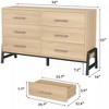 52" Wide 6 Dresser for Bedroom, with Storage Freestanding, Wooden Closet Dresser Storage for Bedroom Home Office Natural - 4 of 4
