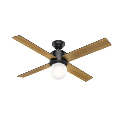 52" Matte Black Ceiling Fan with Globe Light and Wall Control