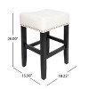 Set of 2 Bar Stools Backless Counter Stools Dining Chairs Pub Kitchen Stools, Leather -ModernLuxe - 3 of 4