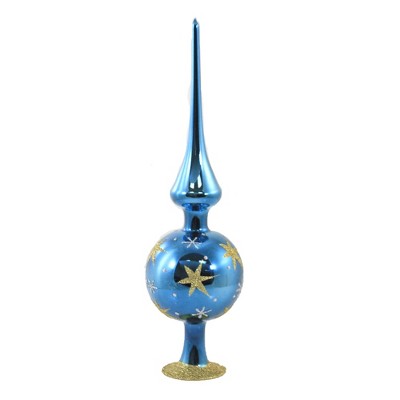 Inge Glas 9.75" Turquoise Sparkling Sky Finial Tree Topper Christmas  -  Tree Toppers