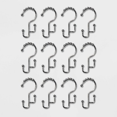 Double Glide Hooks Chrome - Threshold&trade;: 12-Pack Steel Shower Curtain Liner Rings, Silver