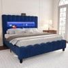 Bed Frame with LED Lights, Upholstered Platform Bed Frame with 51.2" Storage Headboard - 2 of 4